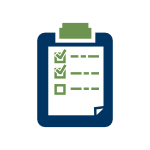 Icon blau grün mit Checkliste